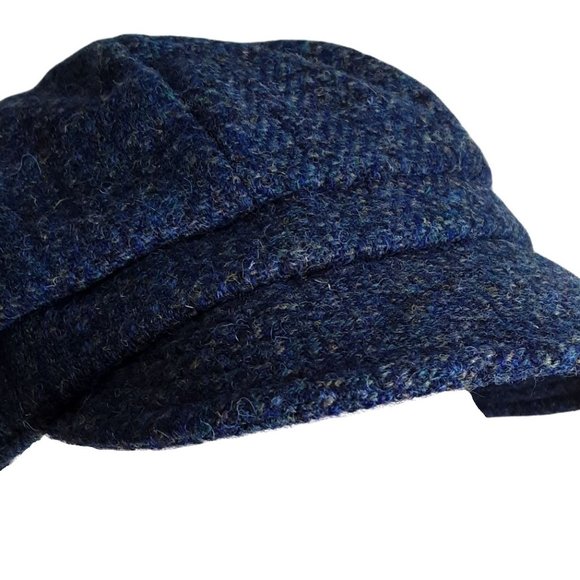 Genuine Harris Tweed® Cap ZH051 Women's Baker Boy Cap PEACOCK BLUE - OSFM - Picture 8 of 9
